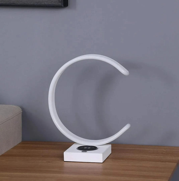 13.5' C Shape LED w/ USB / Wireless Charger Port Table Lamp Default -DTYStore