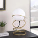 13.5' H Glass Globe Matte Gold Spiral 4 Ring Metal Stand Table Lamp for Living Room, Nightstand Bedside Table Lamp for Bedroom, LED Lamp Default -DTYStore
