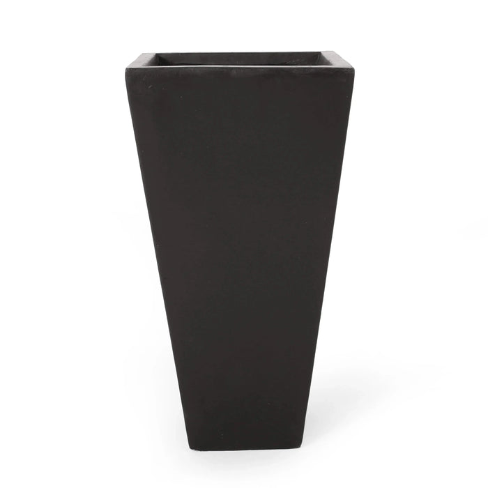 13' Outdoor Modern MGO Small Cast Stone Planter, Black Default -DTYStore