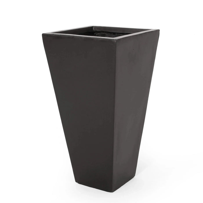 13' Outdoor Modern MGO Small Cast Stone Planter, Black Default -DTYStore