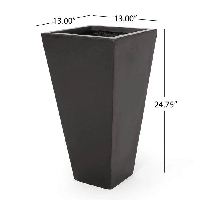 13' Outdoor Modern MGO Small Cast Stone Planter, Black Default -DTYStore