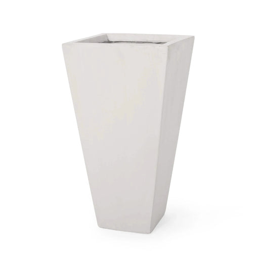 13' Outdoor Modern MGO Small Cast Stone Planter, Matte White Default -DTYStore