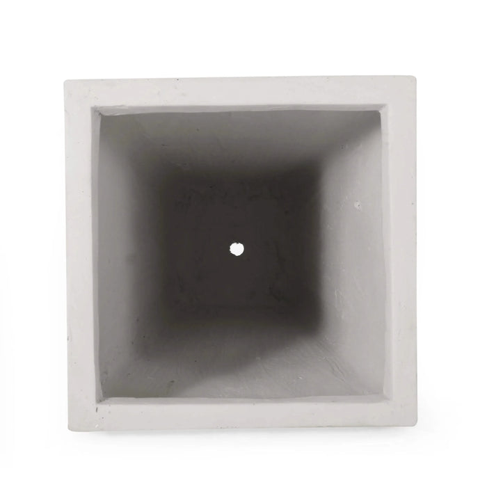 13' Outdoor Modern MGO Small Cast Stone Planter, Matte White Default -DTYStore