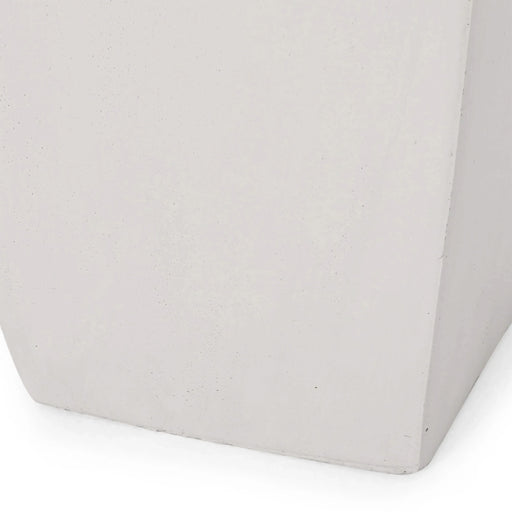 13' Outdoor Modern MGO Small Cast Stone Planter, Matte White Default -DTYStore