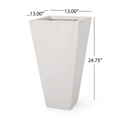 13' Outdoor Modern MGO Small Cast Stone Planter, Matte White Default -DTYStore