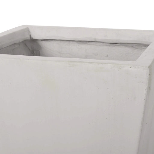 13' Outdoor Modern MGO Small Cast Stone Planter, Matte White Default -DTYStore