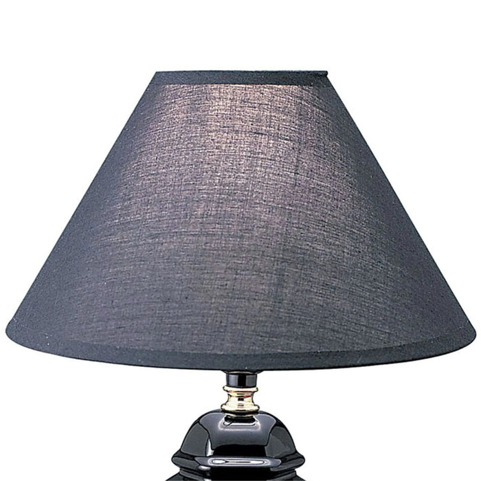 13' Tall Ceramic Table Lamp, Urn-Shaped with Black finish, Linen Shade Default -DTYStore