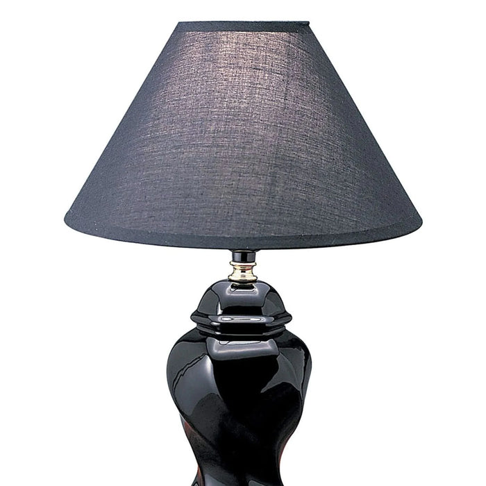 13' Tall Ceramic Table Lamp, Urn-Shaped with Black finish, Linen Shade Default -DTYStore