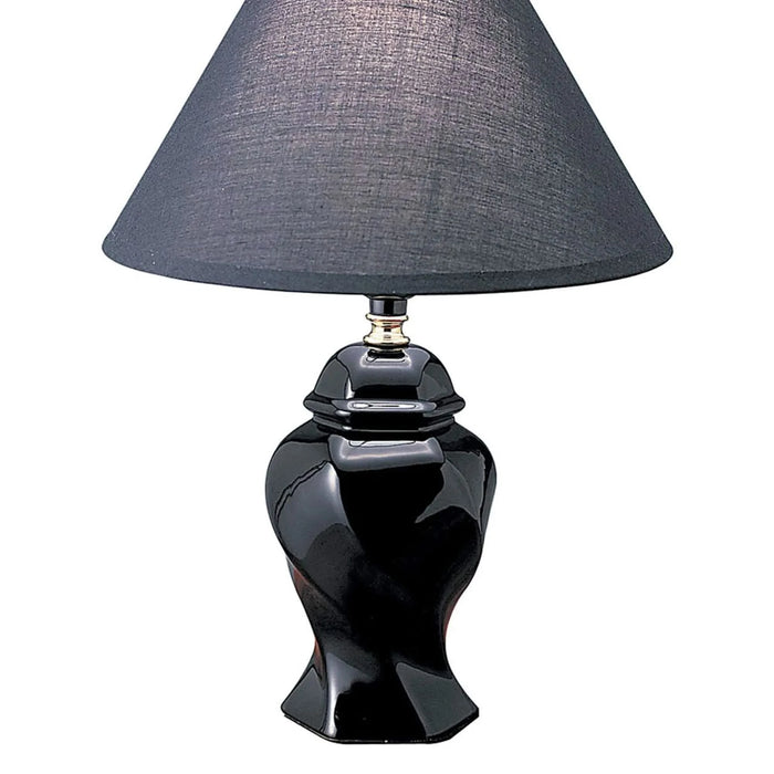 13' Tall Ceramic Table Lamp, Urn-Shaped with Black finish, Linen Shade Default -DTYStore