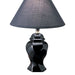 13' Tall Ceramic Table Lamp, Urn-Shaped with Black finish, Linen Shade Default -DTYStore