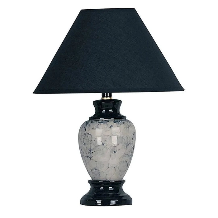 13' Tall Ceramic Table Lamp, Urn-Shaped with Black finish, Linen Shade Default -DTYStore