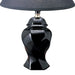 13' Tall Ceramic Table Lamp, Urn-Shaped with Black finish, Linen Shade Default -DTYStore