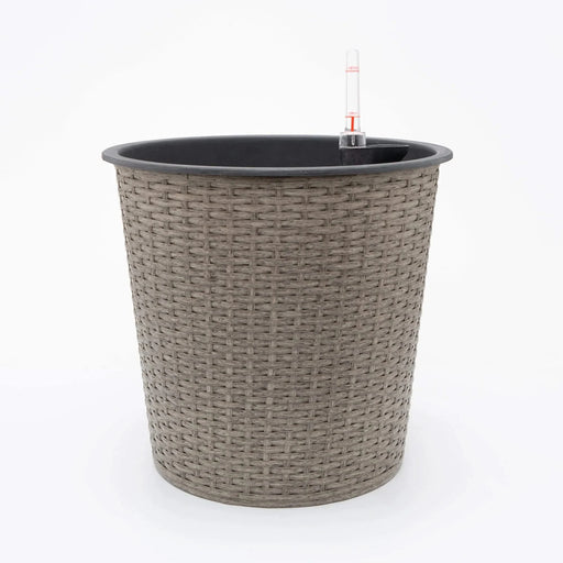 13 in.Gray Wicker Self-watering Planter Default -DTYStore