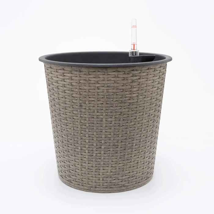 13 in.Gray Wicker Self-watering Planter Default -DTYStore