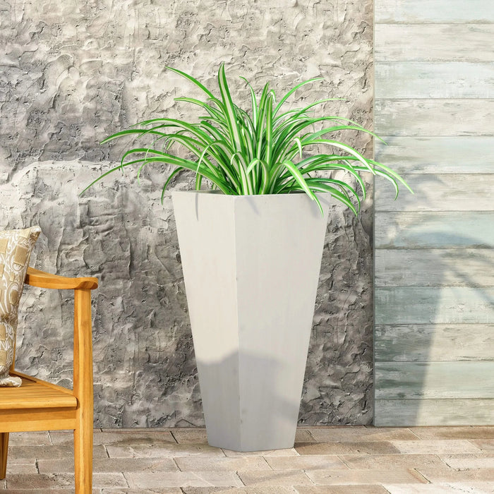 13' x 28.5' Modern Outdoor MGO Cast Stone Planter, White Default -DTYStore