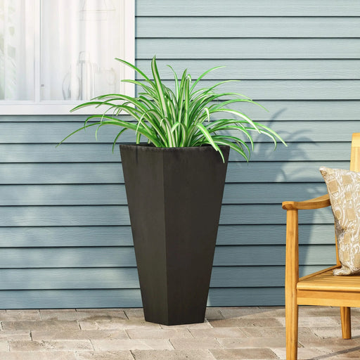 13' x 28.5 Outdoor Modern MGO Cast Stone Planter, Black Default -DTYStore