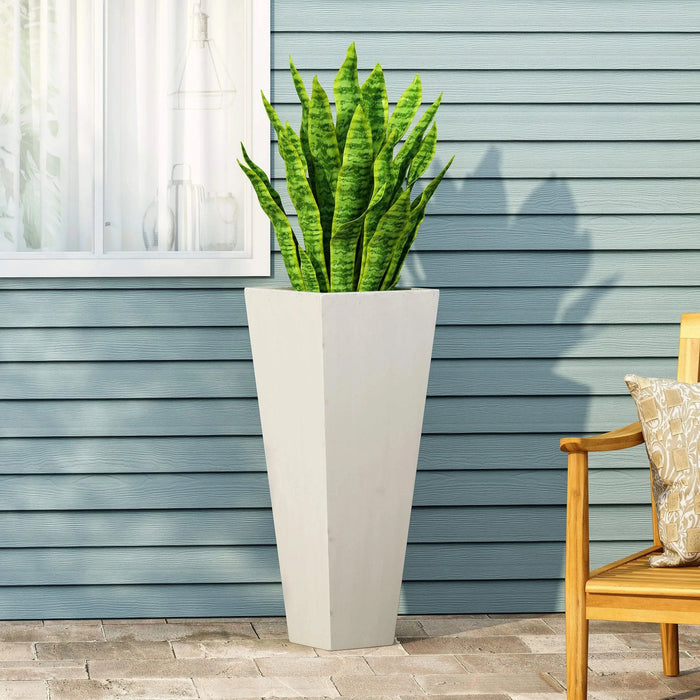 13' x 32.5' Cast Stone Planter Magnesium Oxide, Matte White Default -DTYStore