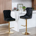 Furniture,Thick Golden Swivel Velvet Barstools Adjusatble Seat Height from 27-35 Inch, Modern Upholstered Bar Stools with Backs Comfortable Tufted for Home Pub and Kitchen Island (Black,Set of 2) - DTYStore