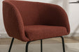 040-Set of 2 Boucle Fabric Dining Chairs With Black Metal Legs,Wine Red - DTYStore