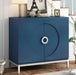 Simple Storage Cabinet Accent Cabinet with Solid Wood Veneer and Metal Leg Frame for Living Room, Entryway, Dining Room (Navy) - DTYStore