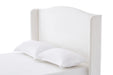 Hannah Upholstered Wingback Bed Size King / Tall 54" Headboard Upholstered King Bed / Premium Cream White Chenille / Minimalist Designs / No Box Spring Needed / Easy Assembly / King - DTYStore