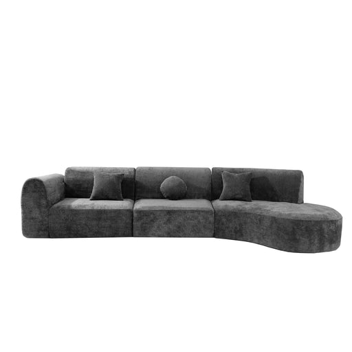 140' Modern Curved Sectional Sofa with High-Density Fully Compressed Sponge and Chaise Lounge, 3-Piece Set, Fully Assembled Right Hand Facing, Perfect for Living Room, Lounge Default -DTYStore