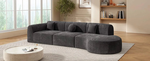 140' Modern Curved Sectional Sofa with High-Density Fully Compressed Sponge and Chaise Lounge, 3-Piece Set, Fully Assembled Right Hand Facing, Perfect for Living Room, Lounge Default -DTYStore