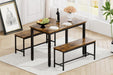 Dining Table Set, Bar Table with 2 Dining Benches, Kitchen Table Counter with Chairs, Industrial for Kitchen Breakfast Table, Living Room, Party Room, Rustic Brown and Black,43.3″L x23.6″W x 29.9″H - DTYStore