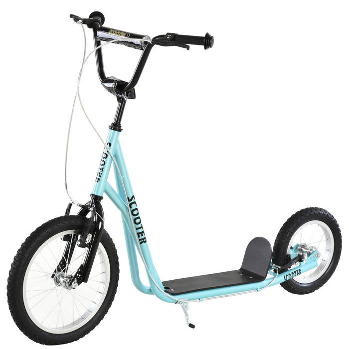 Youth Scooter, Teens Kick Scooter, Adjustable Handlebar Ride On Toy for 5+ with 16" Front and 12" Rear Dual Brakes Inflatable Wheels, Blue - DTYStore