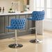 Furniture,Swivel Barstools Adjusatble Seat Height With Chrome Base, Modern PU Upholstered Bar Stools with the whole Back Tufted, for Home Pub and Kitchen Island,Blue, Set of 2 - DTYStore