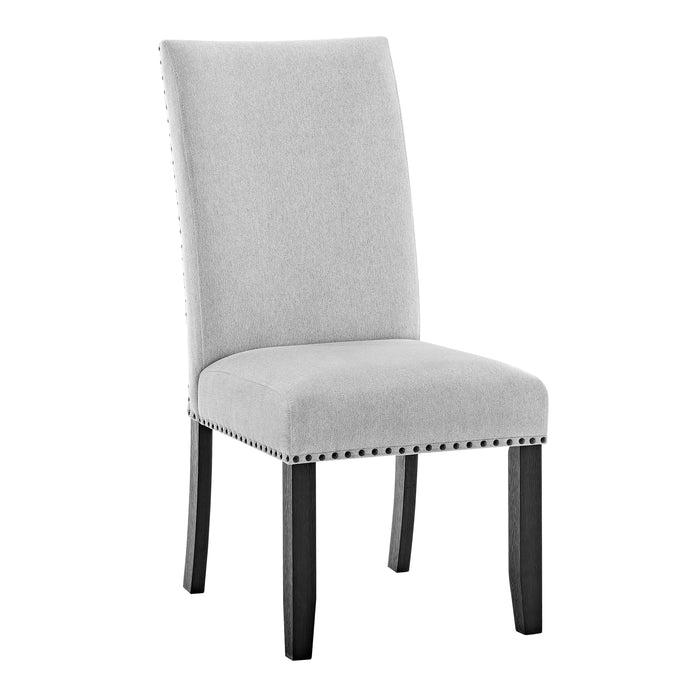 Modern Look 2pc Light Gray Finish Side Chair Fabric Full Back Upholstered Seat Nailhead Trim Accent Dining Room Wooden Furniture - DTYStore