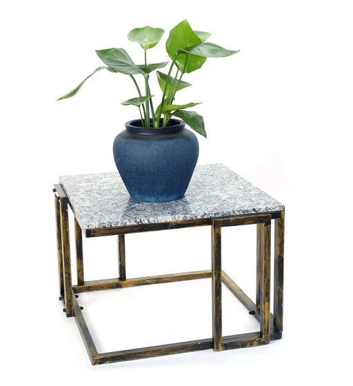 14.5' Granite Marble Black / Gold Plant Stand Default -DTYStore