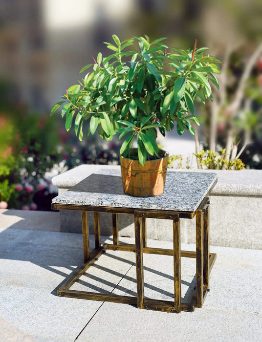 14.5' Granite Marble Black / Gold Plant Stand Default -DTYStore