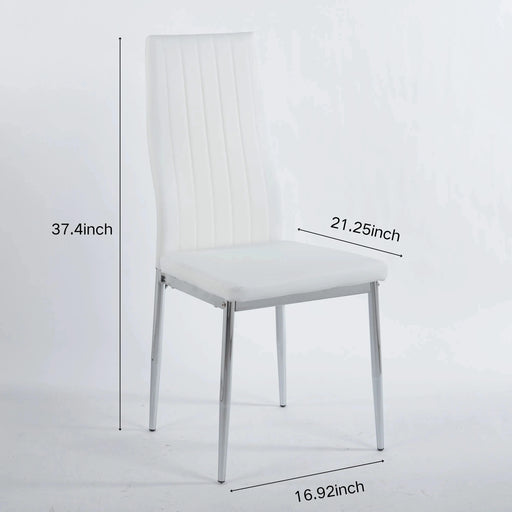 1+4,5pieces dining set, Table metal leg Mid-century Dining Table for 4-6 people With Glass Table Top, Pedestal Dining Table, End Table Leisure Coffee Table Default -DTYStore