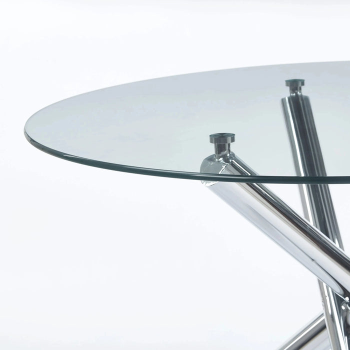 1+4,5pieces dining set, Table metal leg Mid-century Dining Table for 4-6 people With Glass Table Top, Pedestal Dining Table, End Table Leisure Coffee Table Default -DTYStore