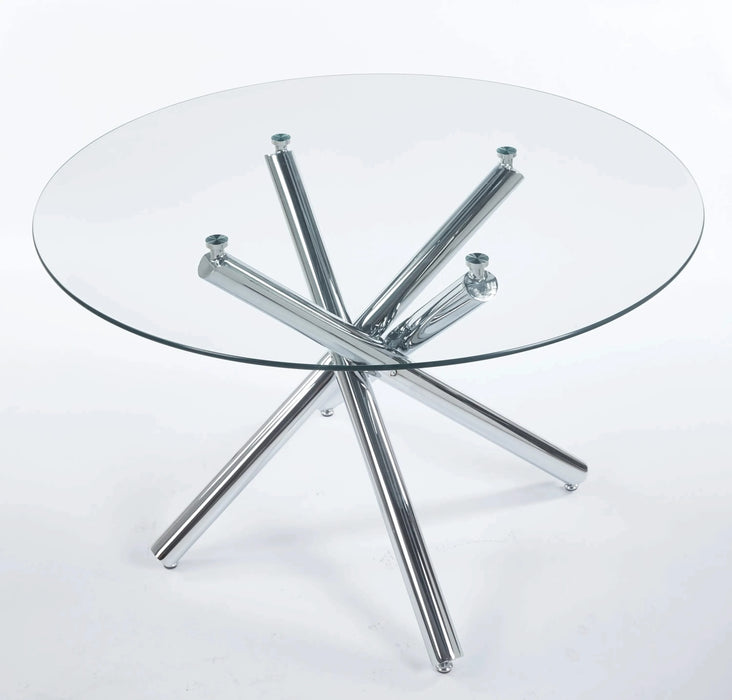 1+4,5pieces dining set, Table metal leg Mid-century Dining Table for 4-6 people With Glass Table Top, Pedestal Dining Table, End Table Leisure Coffee Table Default -DTYStore