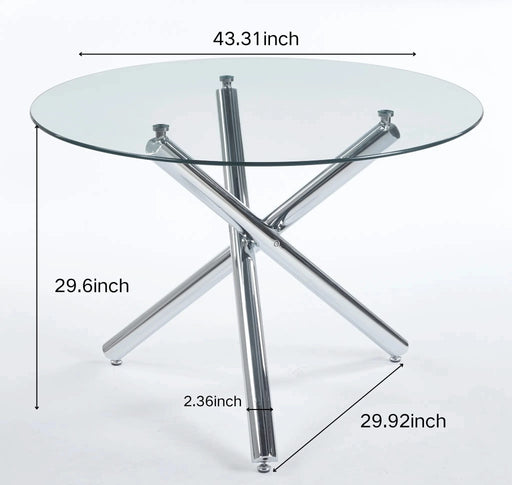 1+4,5pieces dining set, Table metal leg Mid-century Dining Table for 4-6 people With Glass Table Top, Pedestal Dining Table, End Table Leisure Coffee Table Default -DTYStore
