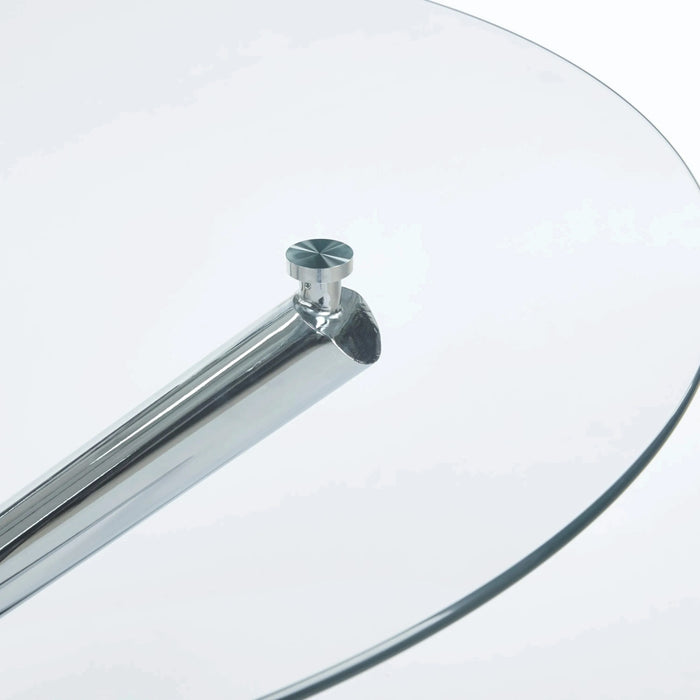 1+4,5pieces dining set, Table metal leg Mid-century Dining Table for 4-6 people With Glass Table Top, Pedestal Dining Table, End Table Leisure Coffee Table Default -DTYStore