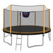 14FT Powder-coated Advanced Trampoline with Basketball Hoop Inflator and Ladder(Outer Safety Enclosure) Orange Default -DTYStore