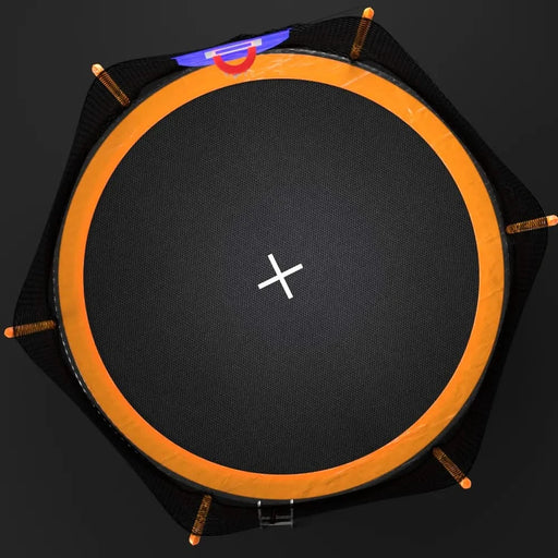 14FT Powder-coated Advanced Trampoline with Basketball Hoop Inflator and Ladder(Outer Safety Enclosure) Orange Default -DTYStore