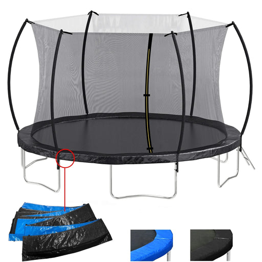 14FT Trampoline (Double-side color pad) , Trampoline for Kids and Adults with Enclosure Net and Ladder,Curved fence pole Default -DTYStore