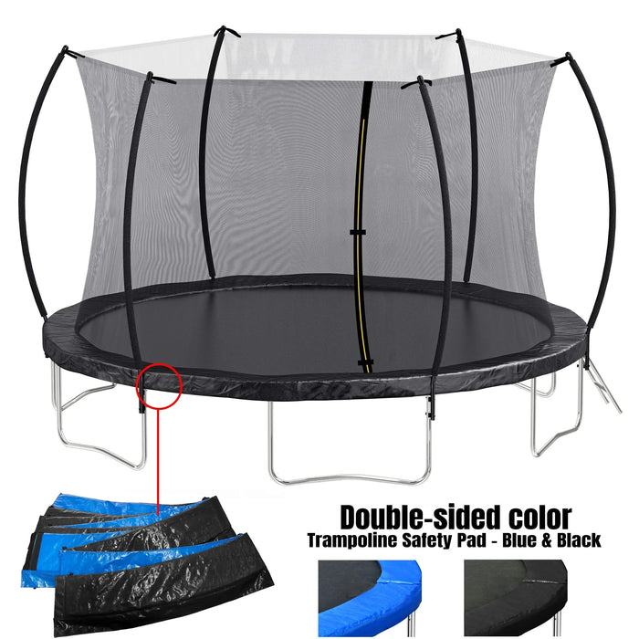 14FT Trampoline (Double-side color pad) , Trampoline for Kids and Adults with Enclosure Net and Ladder,Curved fence pole Default -DTYStore