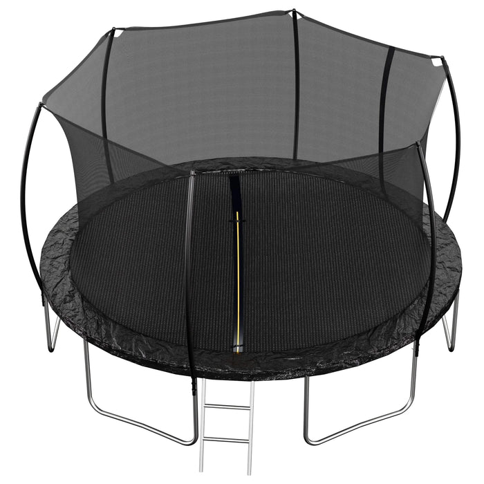14FT Trampoline (Double-side color pad) , Trampoline for Kids and Adults with Enclosure Net and Ladder,Curved fence pole Default -DTYStore