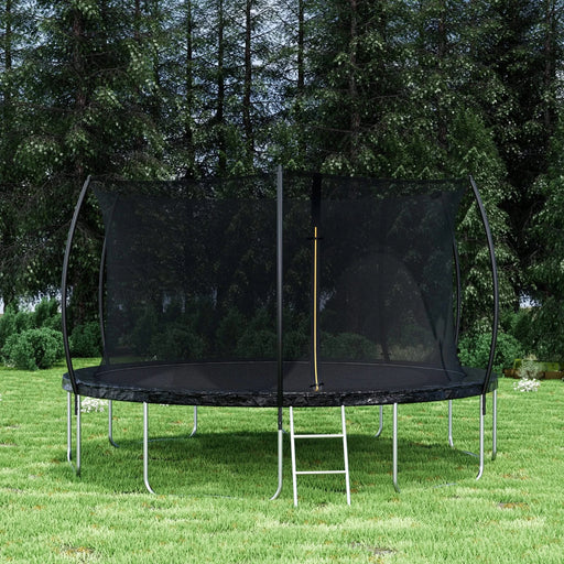 14FT Trampoline (Double-side color pad) , Trampoline for Kids and Adults with Enclosure Net and Ladder,Curved fence pole Default -DTYStore