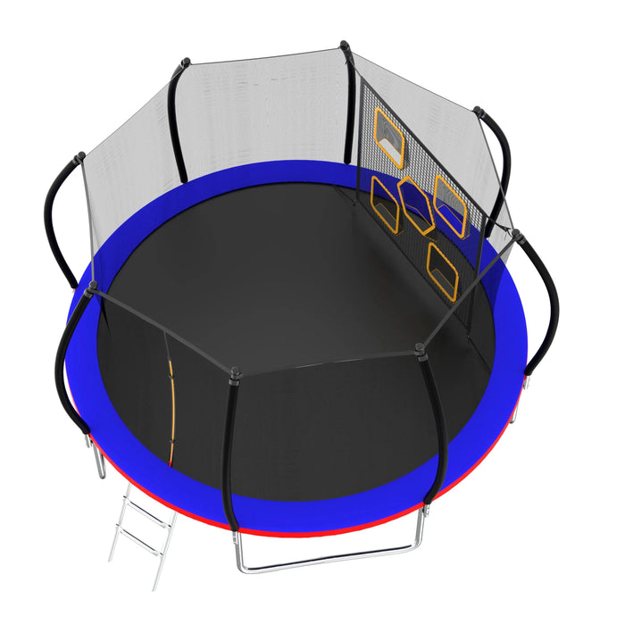 14FT Trampoline, Outdoor Trampolines for Kids and Adults, Recreational Trampoline with Enclosure Net & Ladder, Round Trampoline ASTM Approved Default -DTYStore