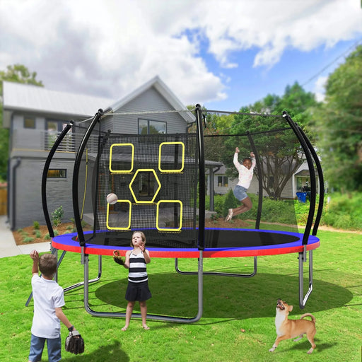 14FT Trampoline, Outdoor Trampolines for Kids and Adults, Recreational Trampoline with Enclosure Net & Ladder, Round Trampoline ASTM Approved Default -DTYStore