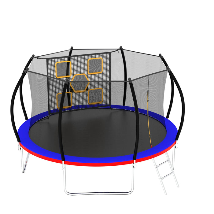 14FT Trampoline, Outdoor Trampolines for Kids and Adults, Recreational Trampoline with Enclosure Net & Ladder, Round Trampoline ASTM Approved Default -DTYStore