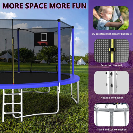 14FT Trampoline ,Sports Fitness Trampolines with Enclosure Net, Recreational Trampolines for Outdoor Indoor Default -DTYStore