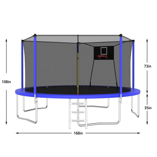 14FT Trampoline ,Sports Fitness Trampolines with Enclosure Net, Recreational Trampolines for Outdoor Indoor Default -DTYStore