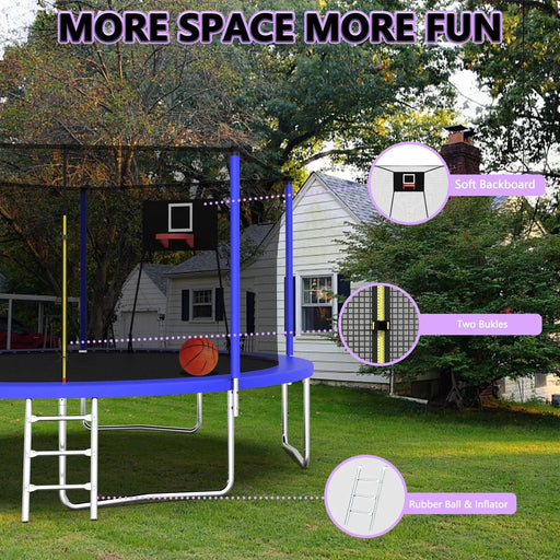 14FT Trampoline ,Sports Fitness Trampolines with Enclosure Net, Recreational Trampolines for Outdoor Indoor - DTY Store
